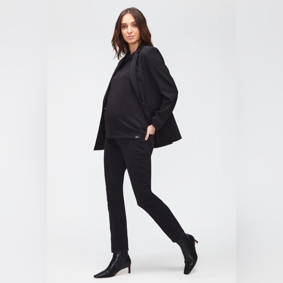 7 For All Mankind Black Maternity Straight Slim Illusion Luxe Gravity Jean - Picture 3 of 12